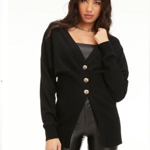 Good American Ribbed Cardigan Sweater